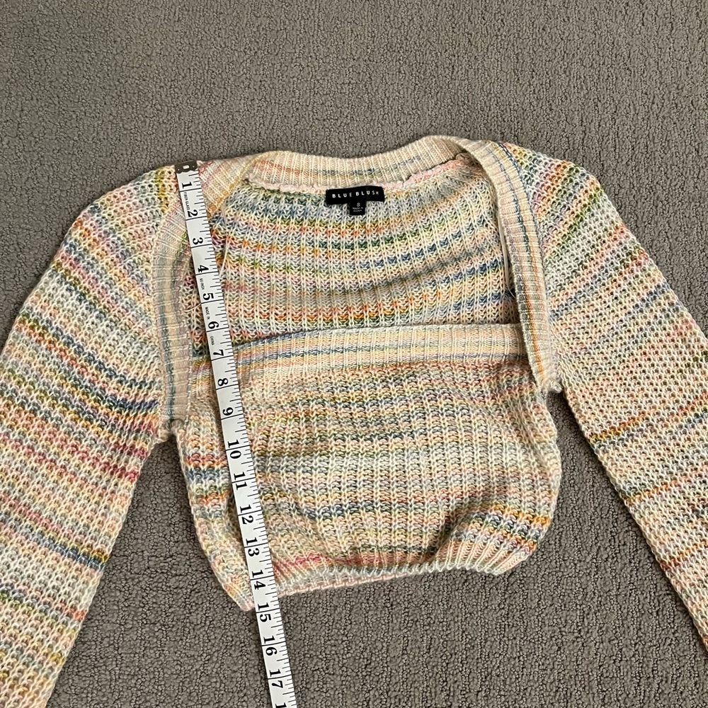 🩷 Lane 201 Boutique Major Babe Sweater Multicolor Knit Crop Top Size Small, Cute - Picture 9 of 11